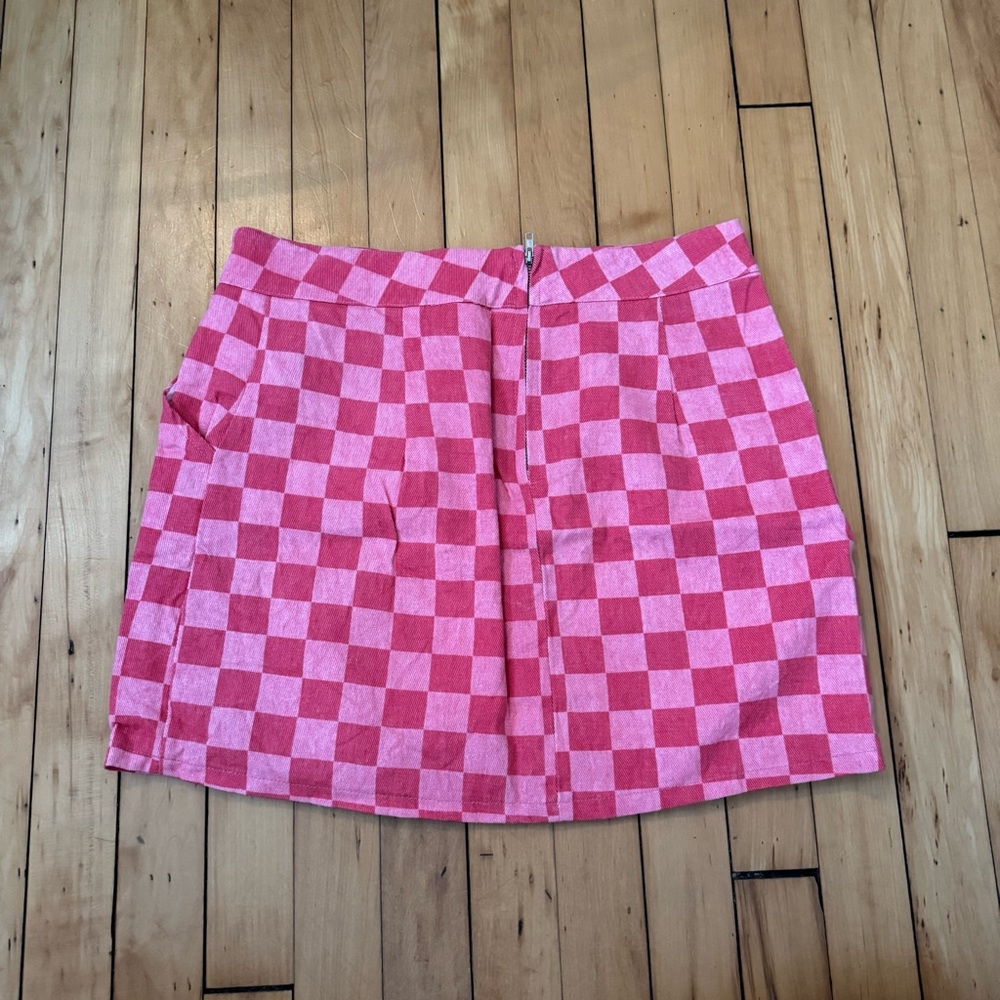 Vestique Pink Checkered Mini Skirt - Picture 4 of 4